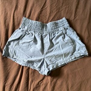 Women's Light Blue Linen Shorts